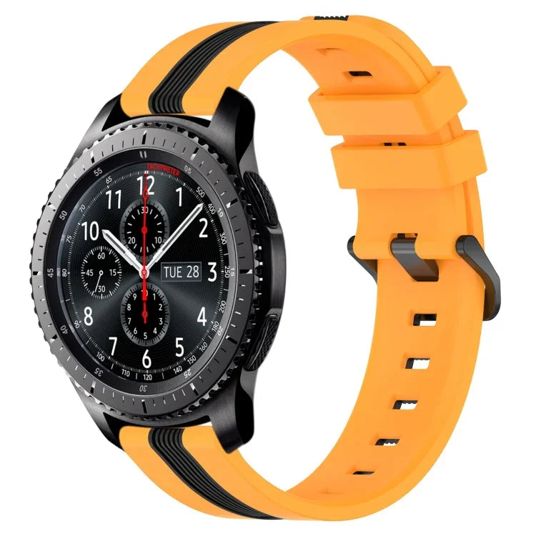 Bracelet de montre en silicone bicolore vertical 22 mm, pour Samsung Galaxy Watch3 45 mm, pour Samsung Galaxy Watch 46 mm, pour Samsung Gear S3 Classic, pour Samsung Gear S3 Frontier