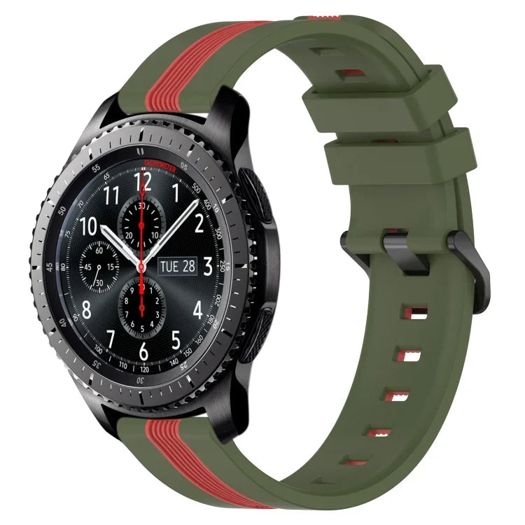 Bracelet de montre en silicone bicolore vertical 22 mm, pour Samsung Galaxy Watch3 45 mm, pour Samsung Galaxy Watch 46 mm, pour Samsung Gear S3 Classic, pour Samsung Gear S3 Frontier