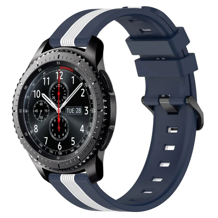 Bracelet de montre en silicone bicolore vertical 22 mm, pour Samsung Galaxy Watch3 45 mm, pour Samsung Galaxy Watch 46 mm, pour Samsung Gear S3 Classic, pour Samsung Gear S3 Frontier
