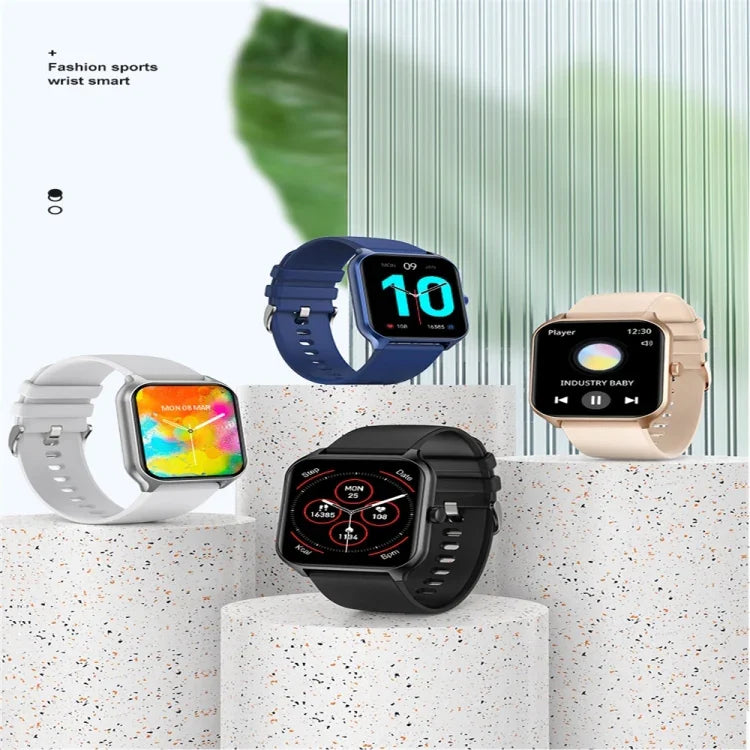 Montre connectée P58 avec écran couleur de 1,96 pouce, compatible avec la surveillance de la fréquence cardiaque et de la pression artérielle.