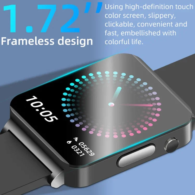 Montre connectée KS03 avec écran couleur de 1,72 pouce, compatible avec la surveillance de la fréquence cardiaque et de la pression artérielle.