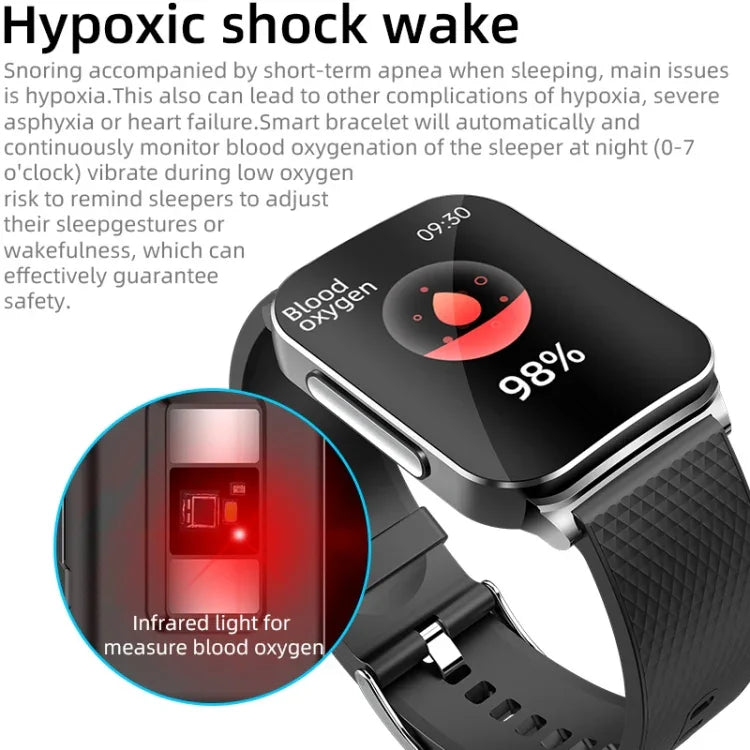 Montre connectée EP03 avec écran couleur de 1,83 pouce, compatible avec la surveillance de la fréquence cardiaque et de la pression artérielle.