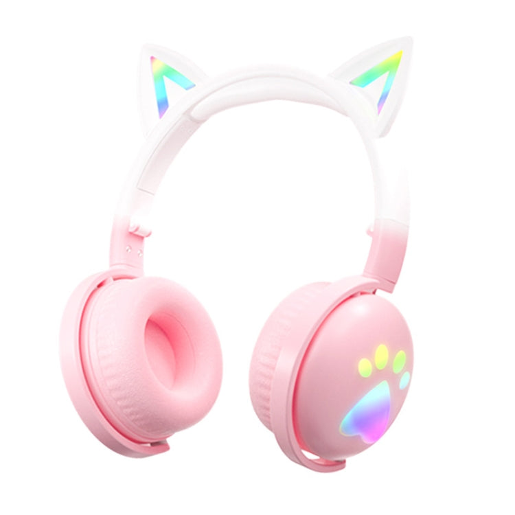 KE28 Casque Bluetooth sans fil à oreilles de chat mignonnes RGB avec micro détachable