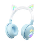 KE28 Casque Bluetooth sans fil à oreilles de chat mignonnes RGB avec micro détachable