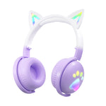 KE28 Casque Bluetooth sans fil à oreilles de chat mignonnes RGB avec micro détachable