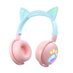 KE28 Casque Bluetooth sans fil à oreilles de chat mignonnes RGB avec micro détachable