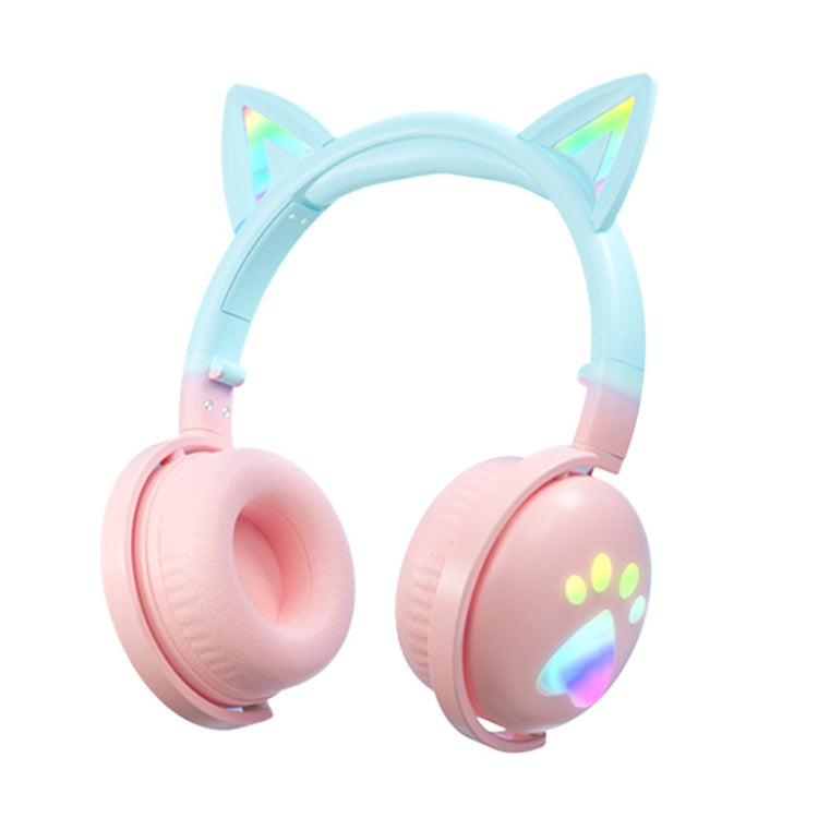 KE28 Casque Bluetooth sans fil à oreilles de chat mignonnes RGB avec micro détachable