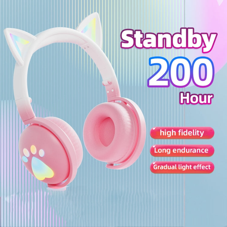 KE28 Casque Bluetooth sans fil à oreilles de chat mignonnes RGB avec micro détachable