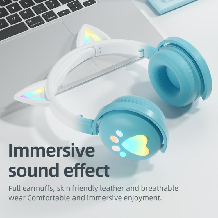 KE28 Casque Bluetooth sans fil à oreilles de chat mignonnes RGB avec micro détachable