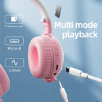 KE28 Casque Bluetooth sans fil à oreilles de chat mignonnes RGB avec micro détachable