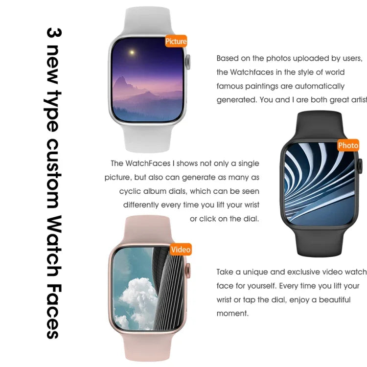 Montre connectée W59 avec écran couleur de 2,2 pouces, compatible avec la surveillance de la fréquence cardiaque et de la pression artérielle.