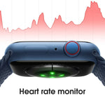 Montre connectée W38 avec écran couleur de 1,9 pouce, compatible avec la surveillance de la fréquence cardiaque et de la pression artérielle.
