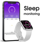 Montre connectée W38 avec écran couleur de 1,9 pouce, compatible avec la surveillance de la fréquence cardiaque et de la pression artérielle.