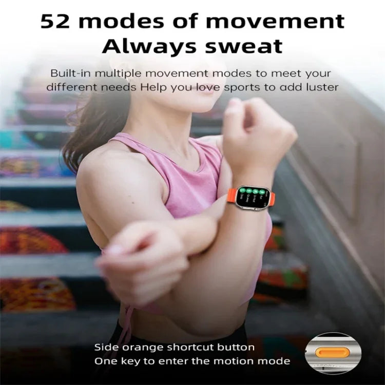 Montre connectée WS68 ULTRA avec écran couleur de 1,85 pouce, compatible avec la surveillance de la fréquence cardiaque et de la pression artérielle.