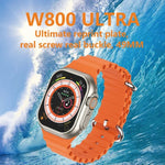 Montre connectée W800 Ultra avec écran couleur de 2,02 pouces, compatible avec la surveillance de la fréquence cardiaque et de la pression artérielle.