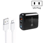 Chargeur de téléphone mobile PD04 Type-C + USB avec câble USB vers 8 broches, prise US, prise US + câble USB vers 8 broches