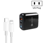 Chargeur de téléphone mobile PD04 Type-C + USB avec câble Type-C vers 8 broches, prise US, prise US + câble Type-C vers 8 broches