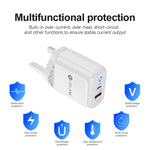 Chargeur de téléphone mobile PD04 Type-C + USB avec câble Type-C vers 8 broches, prise UK, prise UK + câble Type-C vers 8 broches