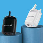 Chargeur de téléphone mobile PD04 Type-C + USB avec câble Type-C vers 8 broches, prise UK, prise UK + câble Type-C vers 8 broches