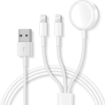 Pour Apple Watch Series et iPhone Câble de charge magnétique USB 3 en 1 1,2 m, DS-XB016
