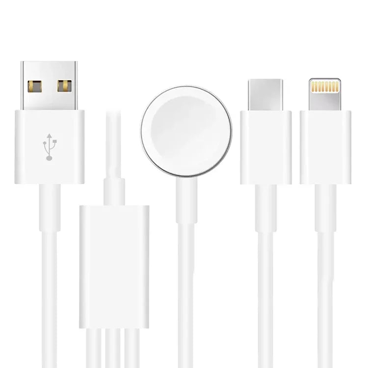 Pour Apple Watch Series et iPhone et Téléphone avec Port Type-C Câble de Charge Magnétique USB 3 en 1 1,2m, DS-XB017