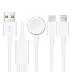Pour Apple Watch Series et iPhone et Téléphone avec Port Type-C Câble de Charge Magnétique USB 3 en 1 1,2m, DS-XB017