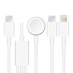 Pour Apple Watch Series et téléphone avec double prise Type-C, câble de charge magnétique USB 3-en-1 de 1,2 m (4 pieds), DS-XB020