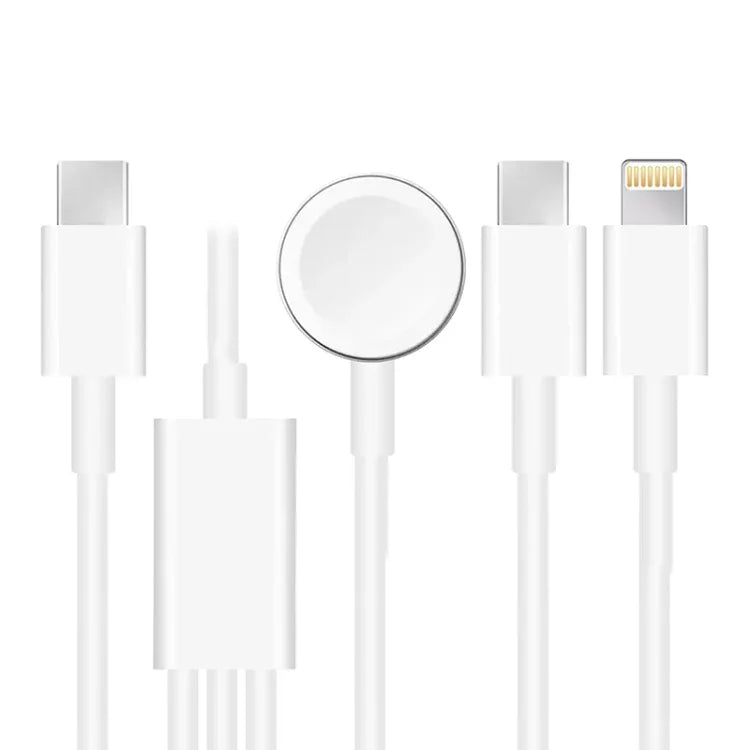 Pour Apple Watch Series et téléphone avec double prise Type-C, câble de charge magnétique USB 3-en-1 de 1,2 m (4 pieds), DS-XB020