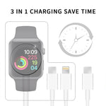 Pour Apple Watch Series et téléphone avec double prise Type-C, câble de charge magnétique USB 3-en-1 de 1,2 m (4 pieds), DS-XB020