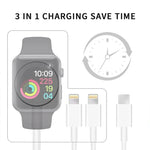 Pour Apple Watch Series et iPhone Câble de charge magnétique 3 en 1 Type-C 1,2 m/4 pieds, DS-XB019