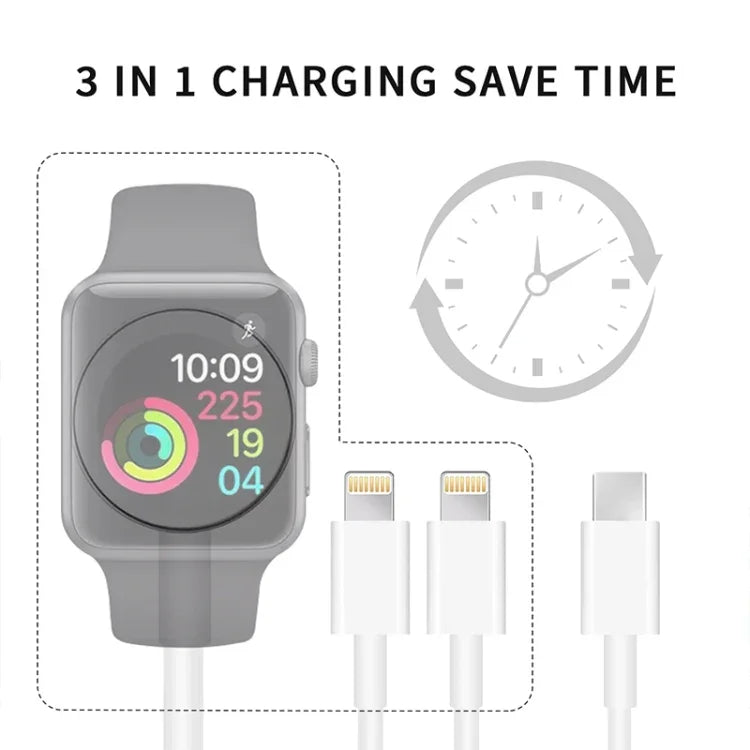 Pour Apple Watch Series et iPhone Câble de charge magnétique 3 en 1 Type-C 1,2 m/4 pieds, DS-XB019