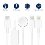 Pour Apple Watch Series et iPhone Câble de charge magnétique 3 en 1 Type-C 1,2 m/4 pieds, DS-XB019