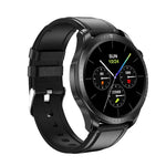 Montre connectée E420 avec écran couleur de 1,39 pouce, bracelet en cuir, compatible avec la surveillance de la fréquence cardiaque et de la pression artérielle.