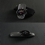 Montre connectée E420 avec écran couleur de 1,39 pouce, bracelet en cuir, compatible avec la surveillance de la fréquence cardiaque et de la pression artérielle.