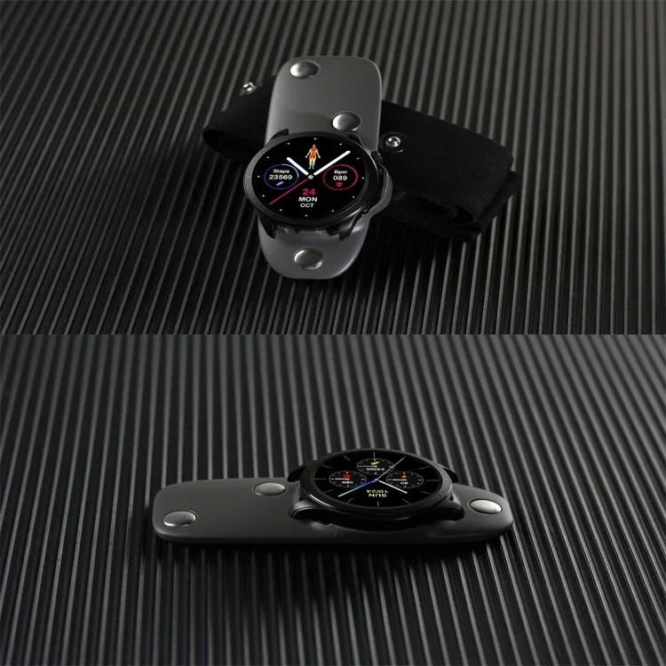 Montre connectée E420 avec écran couleur de 1,39 pouce, bracelet en cuir, compatible avec la surveillance de la fréquence cardiaque et de la pression artérielle.