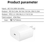 M135 Chargeur rapide USB-C / Type-C 45W avec câble Type-C 5A vers Type-C, prise US, prise US + câble Type-C
