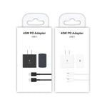 M135 Chargeur rapide USB-C / Type-C 45W avec câble Type-C 5A vers Type-C, prise US, prise US + câble Type-C