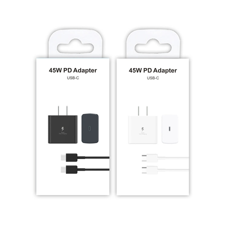 M135 Chargeur rapide USB-C / Type-C 45W avec câble Type-C 5A vers Type-C, prise US, prise US + câble Type-C