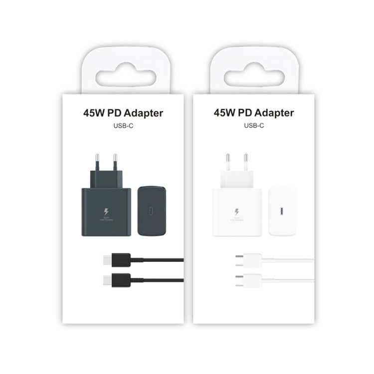 M135 Chargeur rapide USB-C / Type-C 45W avec câble Type-C 5A vers Type-C, prise EU, prise EU + câble Type-C