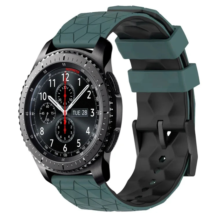 22mm Football Pattern Two-Color Silicone Watch Band, For Samsung Galaxy Watch3 45mm, For Samsung Galaxy Watch 46mm, For Samsung Gear S3 Classic, For Samsung Gear S3 Frontier