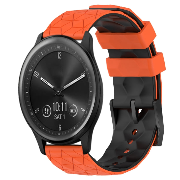 20mm Football Pattern Two-Color Silicone Watch Band, For Garmin Vivomove Sport, For Garmin Venu 2 Plus, For Garmin Approach S40, For Garmin Forerunner 158