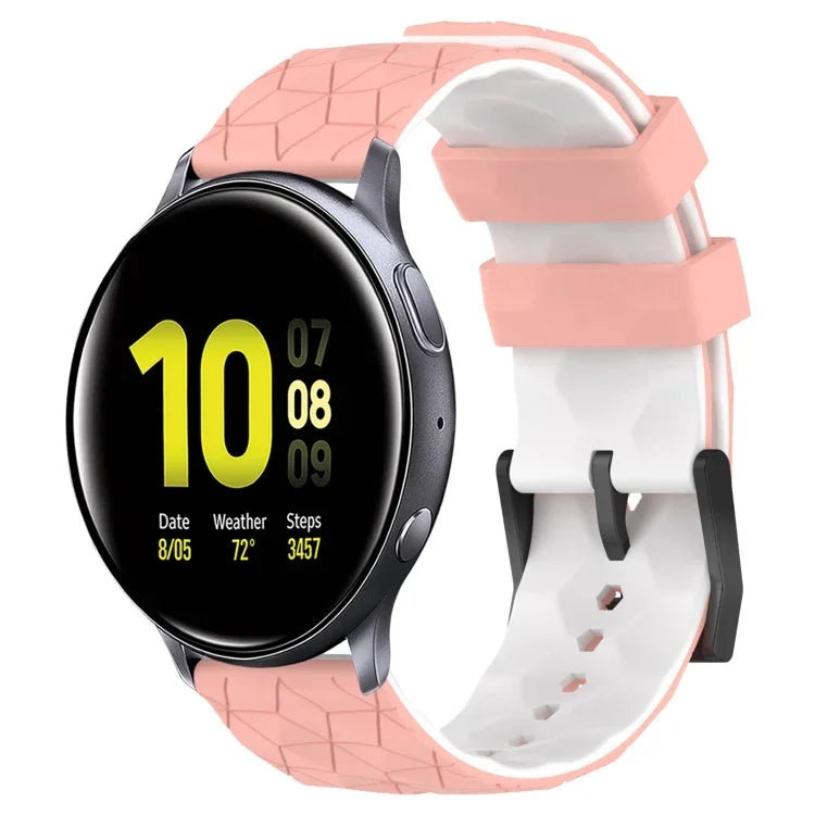 Bracelet de montre en silicone bicolore à motif de football de 20 mm, pour Samsung Galaxy Watch Active 2 44 mm, pour Samsung Galaxy Watch 42 mm
