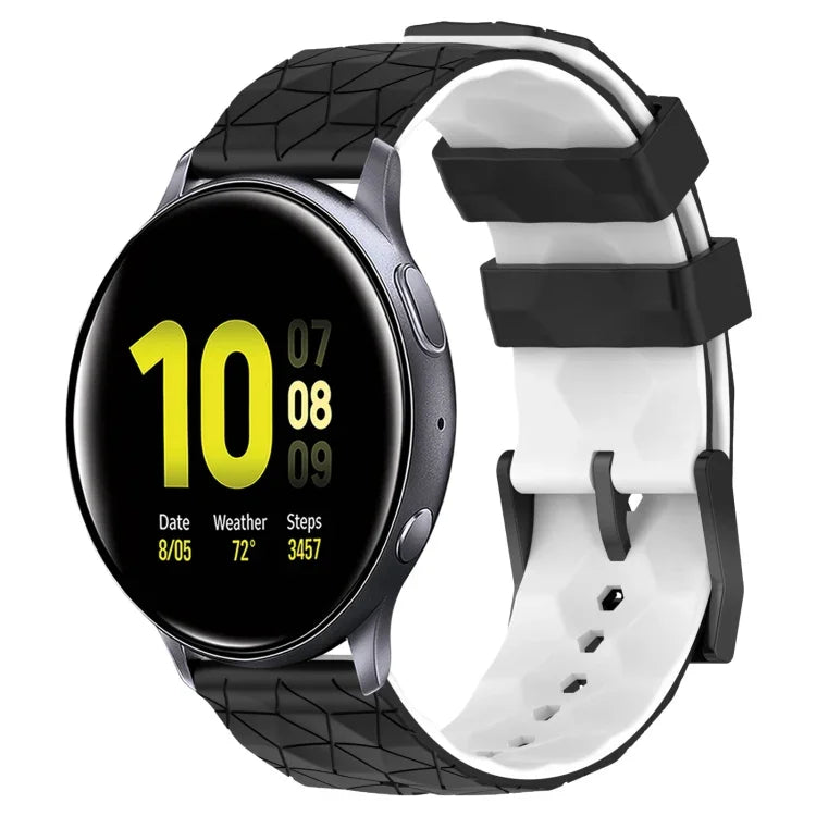 Bracelet de montre en silicone bicolore à motif de football de 20 mm, pour Samsung Galaxy Watch Active 2 44 mm, pour Samsung Galaxy Watch 42 mm