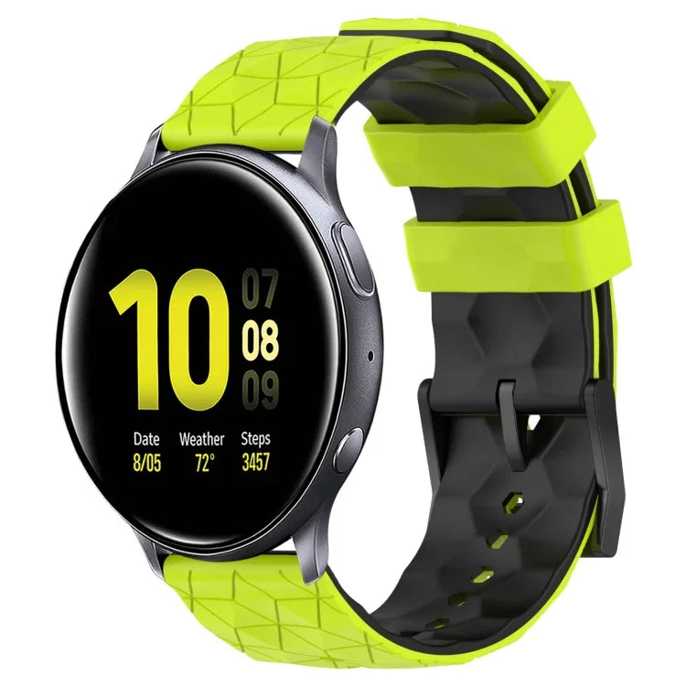 Bracelet de montre en silicone bicolore à motif de football de 20 mm, pour Samsung Galaxy Watch Active 2 44 mm, pour Samsung Galaxy Watch 42 mm