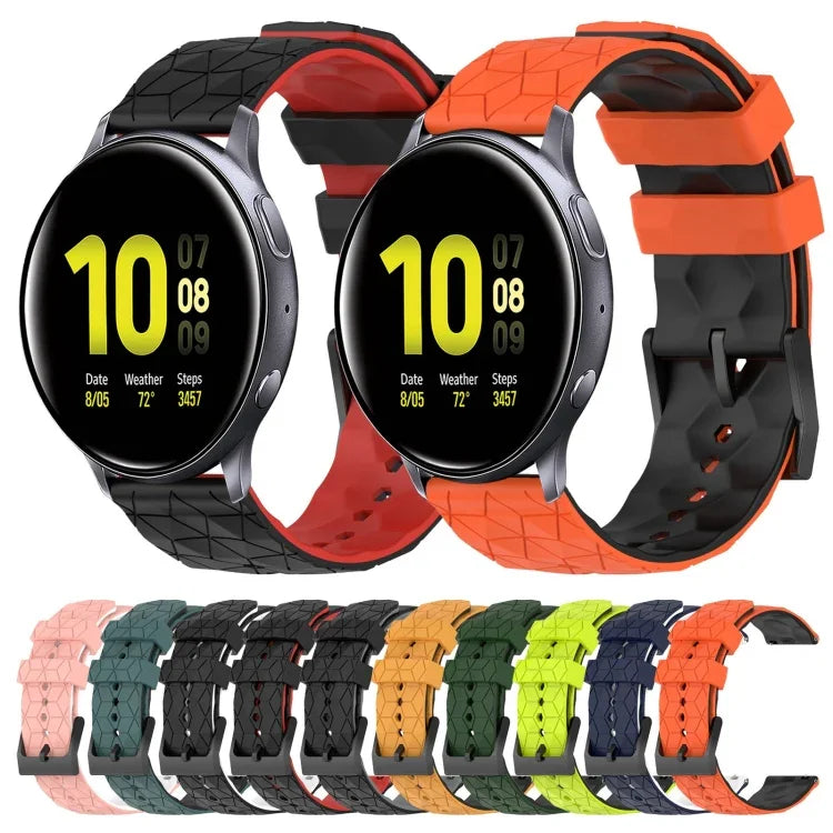Bracelet de montre en silicone bicolore à motif de football de 20 mm, pour Samsung Galaxy Watch Active 2 44 mm, pour Samsung Galaxy Watch 42 mm