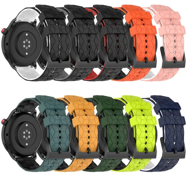 Bracelet de montre en silicone bicolore à motif de football de 20 mm, pour Samsung Galaxy Watch Active 2 44 mm, pour Samsung Galaxy Watch 42 mm