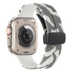 Magnetic Clasp Camouflage Silicone Watch Band, For Apple Watch Ultra 49mm, For Apple Watch Series 8&7 45mm, For Apple Watch Series 8&7 41mm