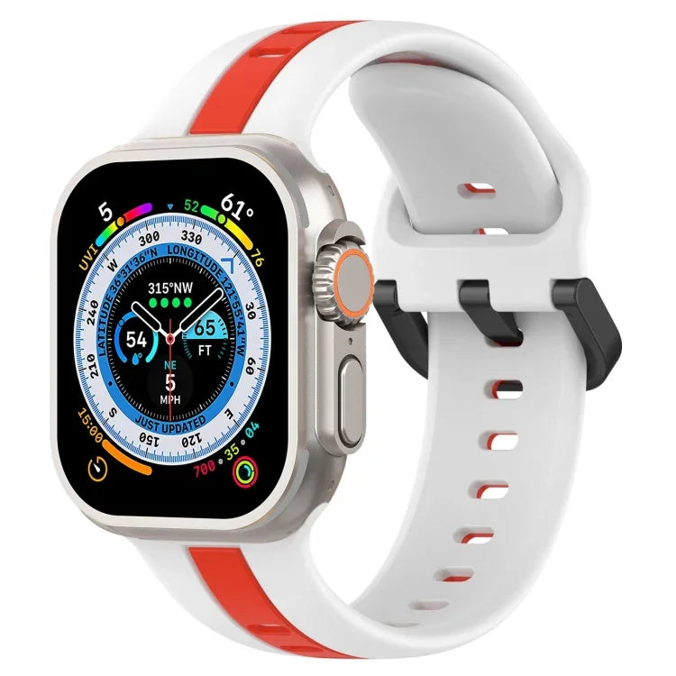 Bracelet de montre en silicone à boucle à double couleur, pour Apple Watch Ultra 49 mm, pour Apple Watch Series 8&7 45 mm, pour Apple Watch Series 8&7 41 mm