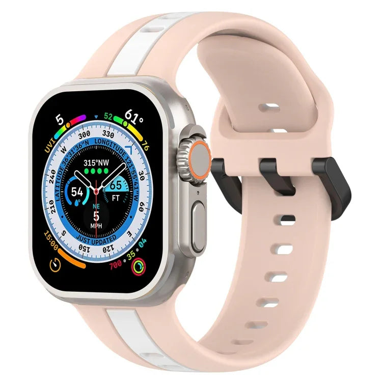 Bracelet de montre en silicone à boucle à double couleur, pour Apple Watch Ultra 49 mm, pour Apple Watch Series 8&7 45 mm, pour Apple Watch Series 8&7 41 mm