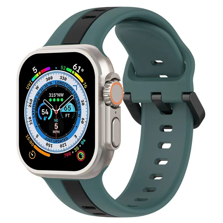 Bracelet de montre en silicone à boucle à double couleur, pour Apple Watch Ultra 49 mm, pour Apple Watch Series 8&7 45 mm, pour Apple Watch Series 8&7 41 mm